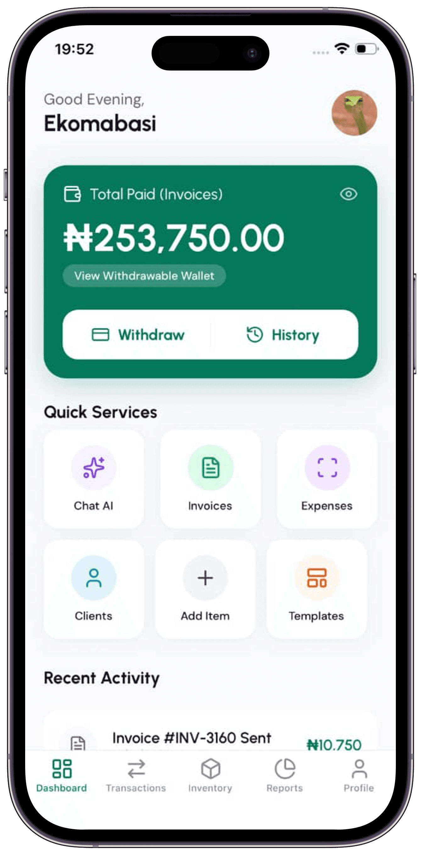 App Interface Mockup